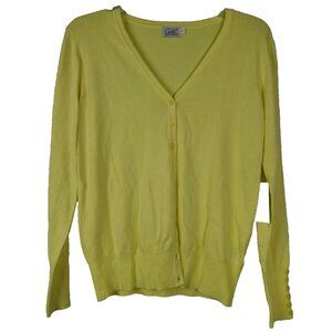 Cielo Womens Button Front Cardigan‎ Small Yellow Long Sleeve V Neck Preppy